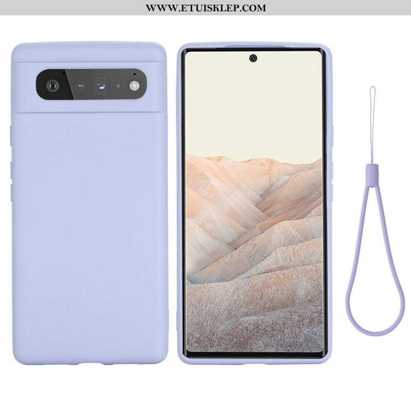 Etui do Google Pixel 6 Płynny Silikon Ze Smyczą